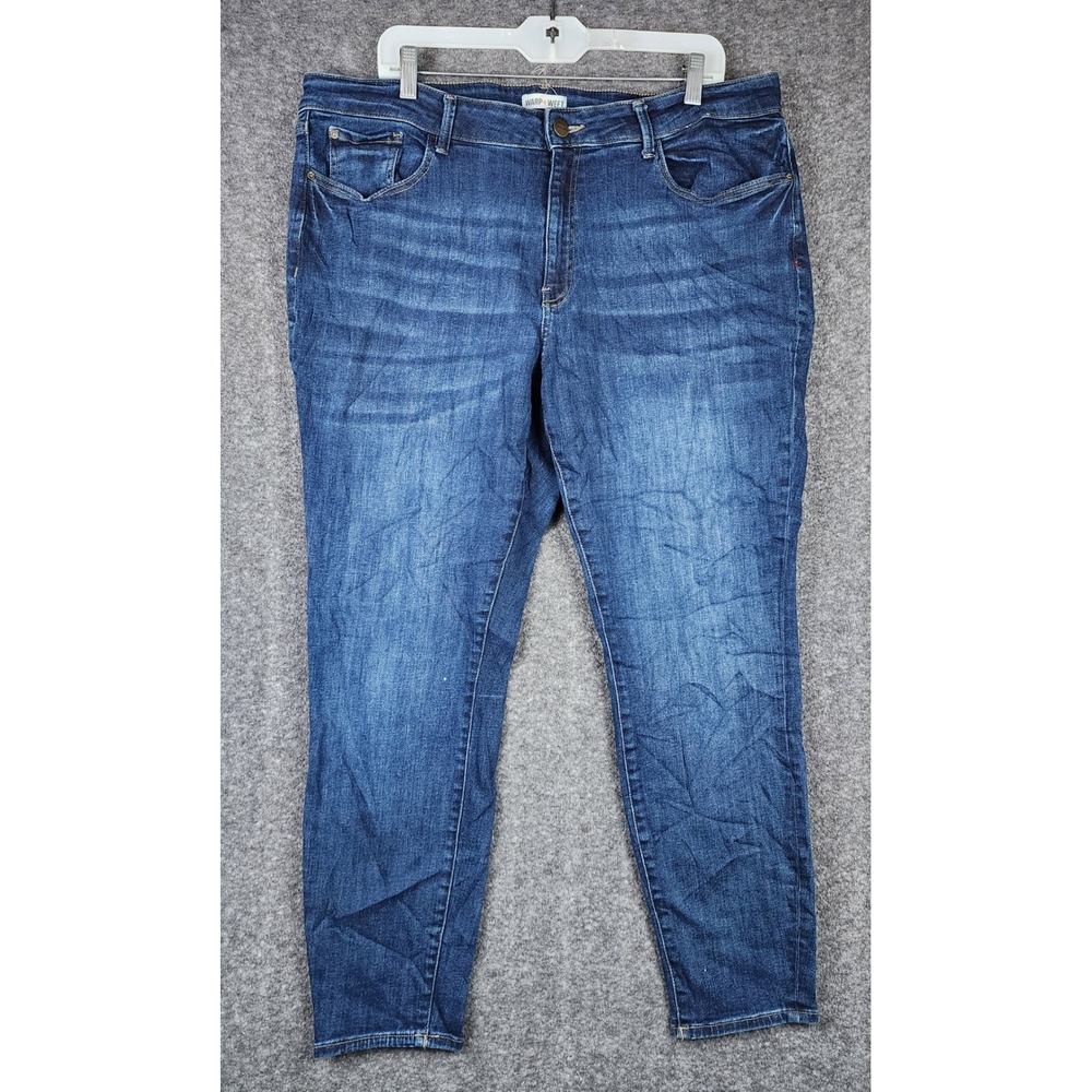 Warp + Weft JFK Skinny Jeans Mens 20x29 Blue Dark Wash Whiskered Denim